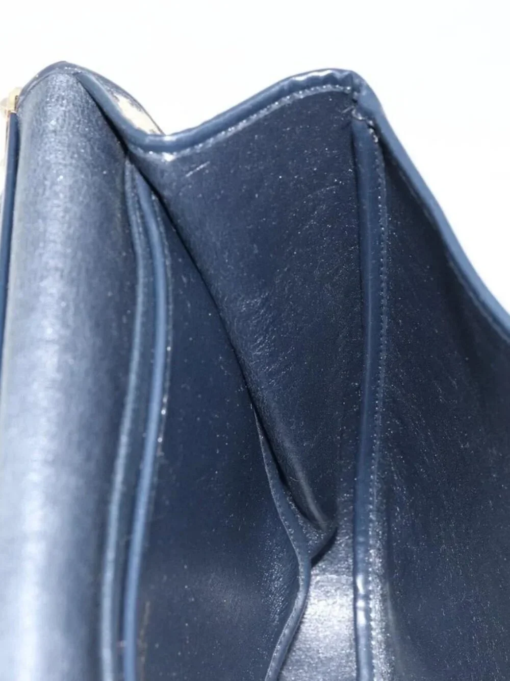 Christian Dior Trotter Canvas Shoulder Bag Navy Gold Auth gh1790 - Picture 13 of 16